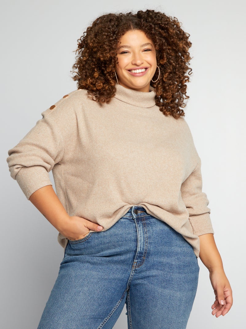 Jersey de cuello vuelto BEIGE - Kiabi