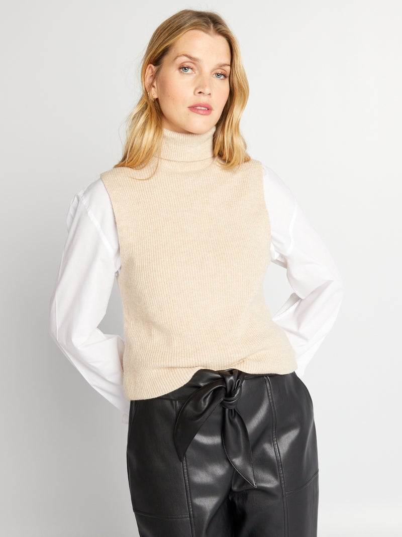 Jersey de cuello vuelto BEIGE - Kiabi