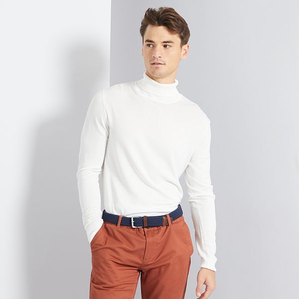 Jersey cuello vuelto blanco Clearance