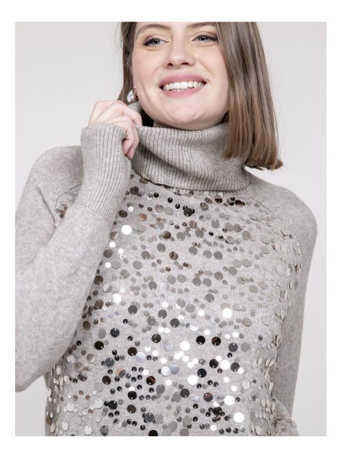 Jersey de cuello vuelto con lentejuelas KILISION - Kiabi