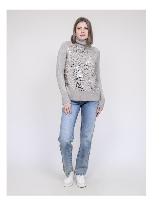 Jersey de cuello vuelto con lentejuelas KILISION - Kiabi