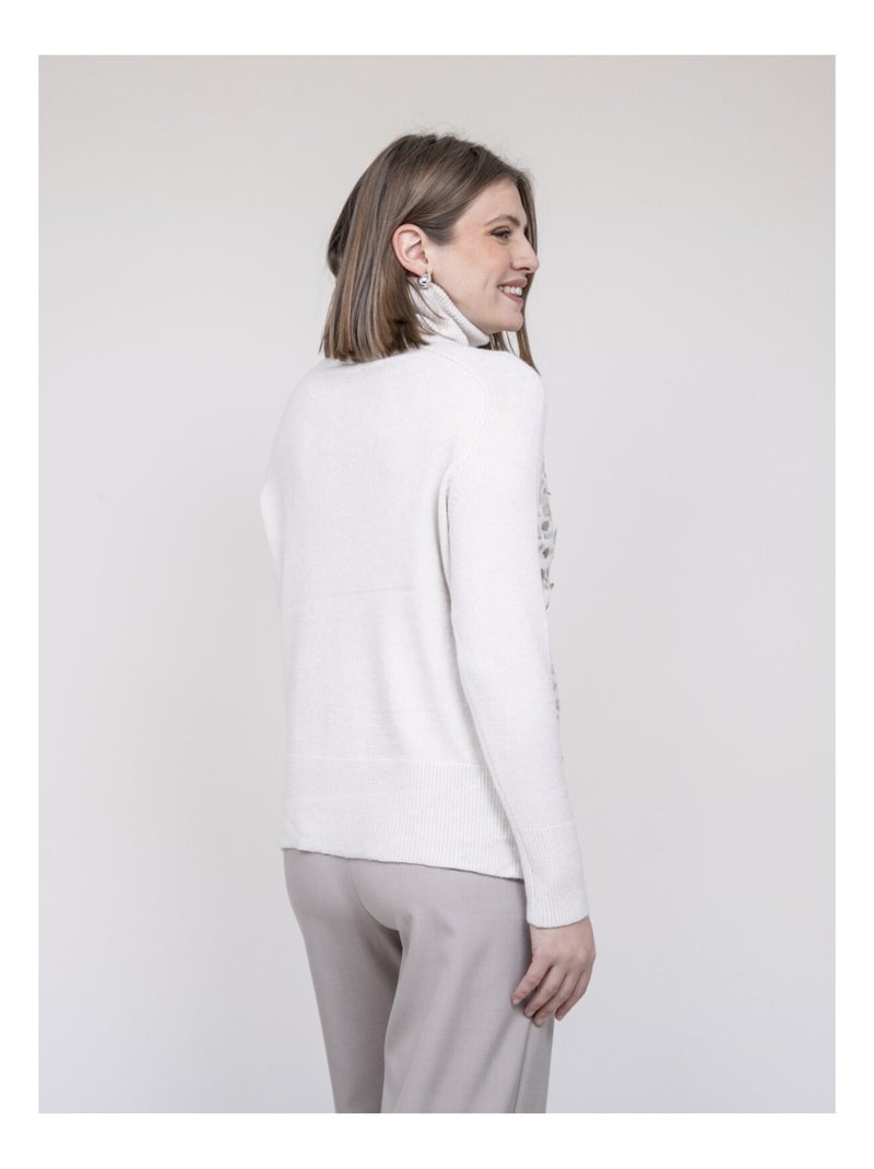 Jersey de cuello vuelto con lentejuelas KILISION Crudo - Kiabi