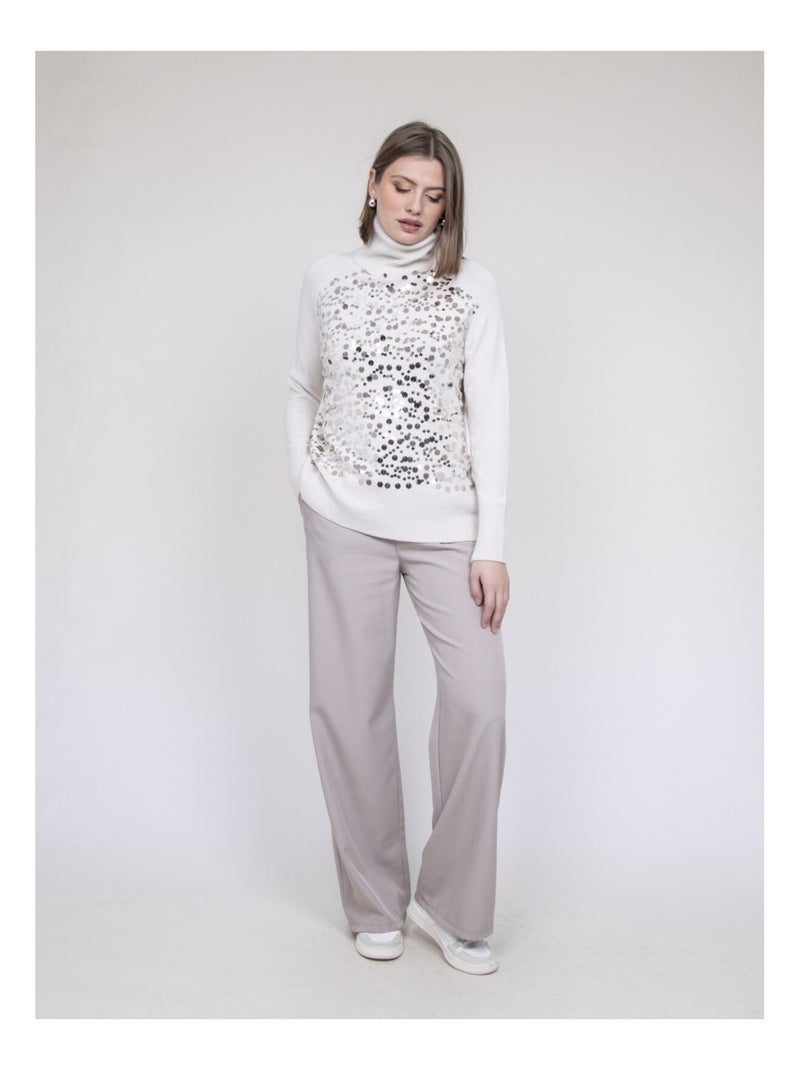 Jersey de cuello vuelto con lentejuelas KILISION Crudo - Kiabi