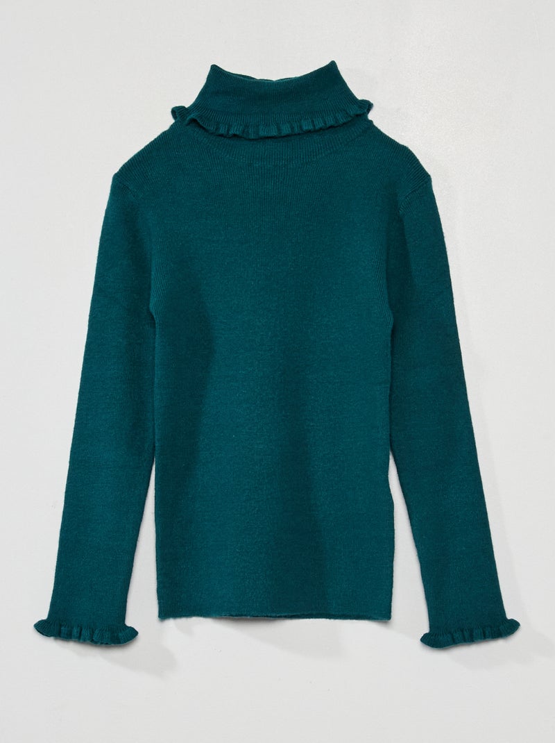Jersey de cuello vuelto con ondas VERDE - Kiabi