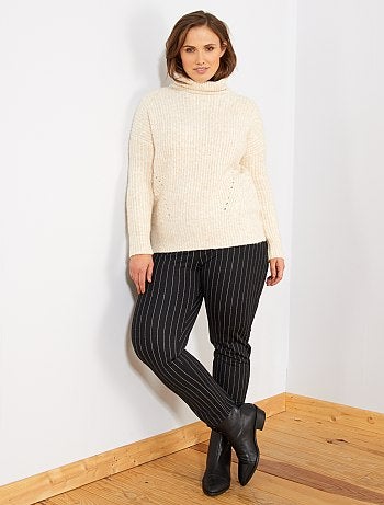 Jersey de cuello vuelto de punto de fantasía - Kiabi