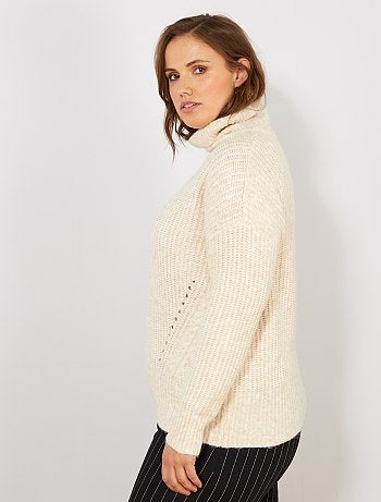 Jersey de cuello vuelto de punto de fantasía - Kiabi