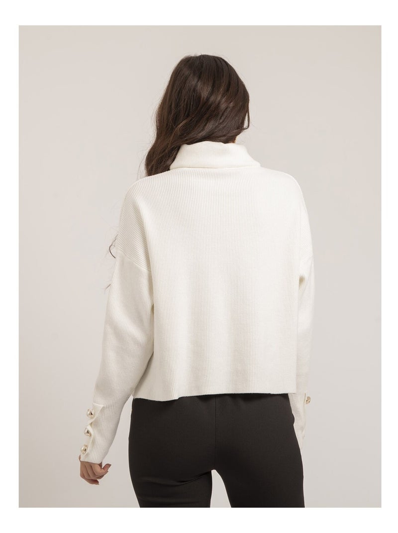 Jersey de cuello vuelto KADY Blanco - Kiabi