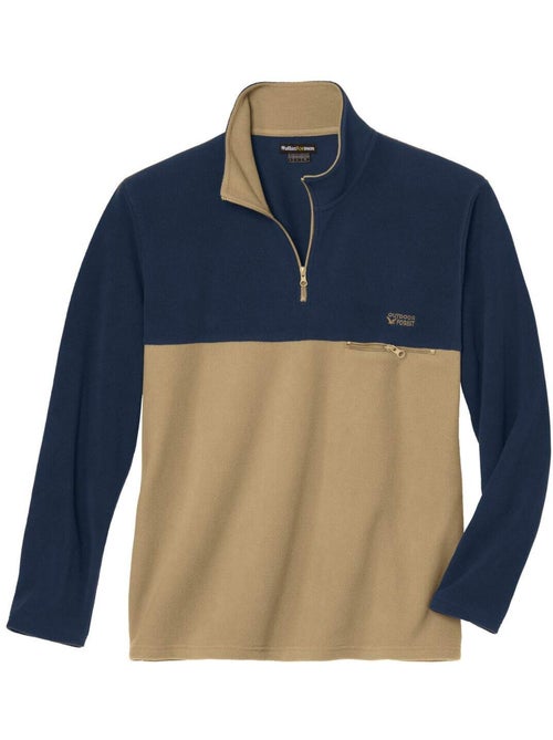 Jersey de forro polar bicolor con cuello alto y cremallera - Kiabi Jersey de forro polar bicolor con cuello alto y cremallera - Kiabi