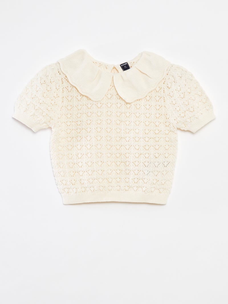 Jersey de ganchillo con cuello bebé BLANCO - Kiabi