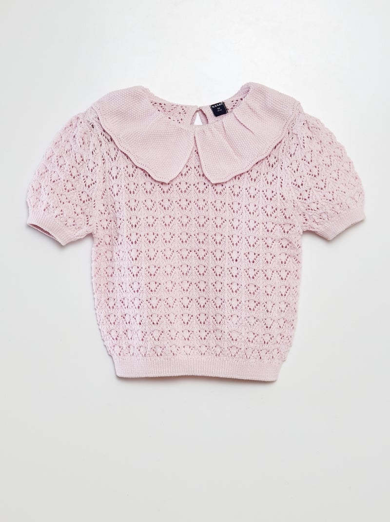 Jersey de ganchillo con cuello bebé ROSA - Kiabi