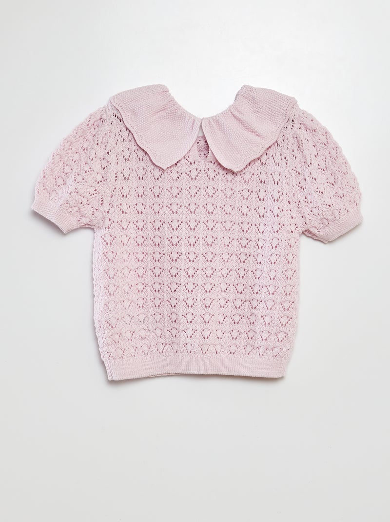 Jersey de ganchillo con cuello bebé ROSA - Kiabi