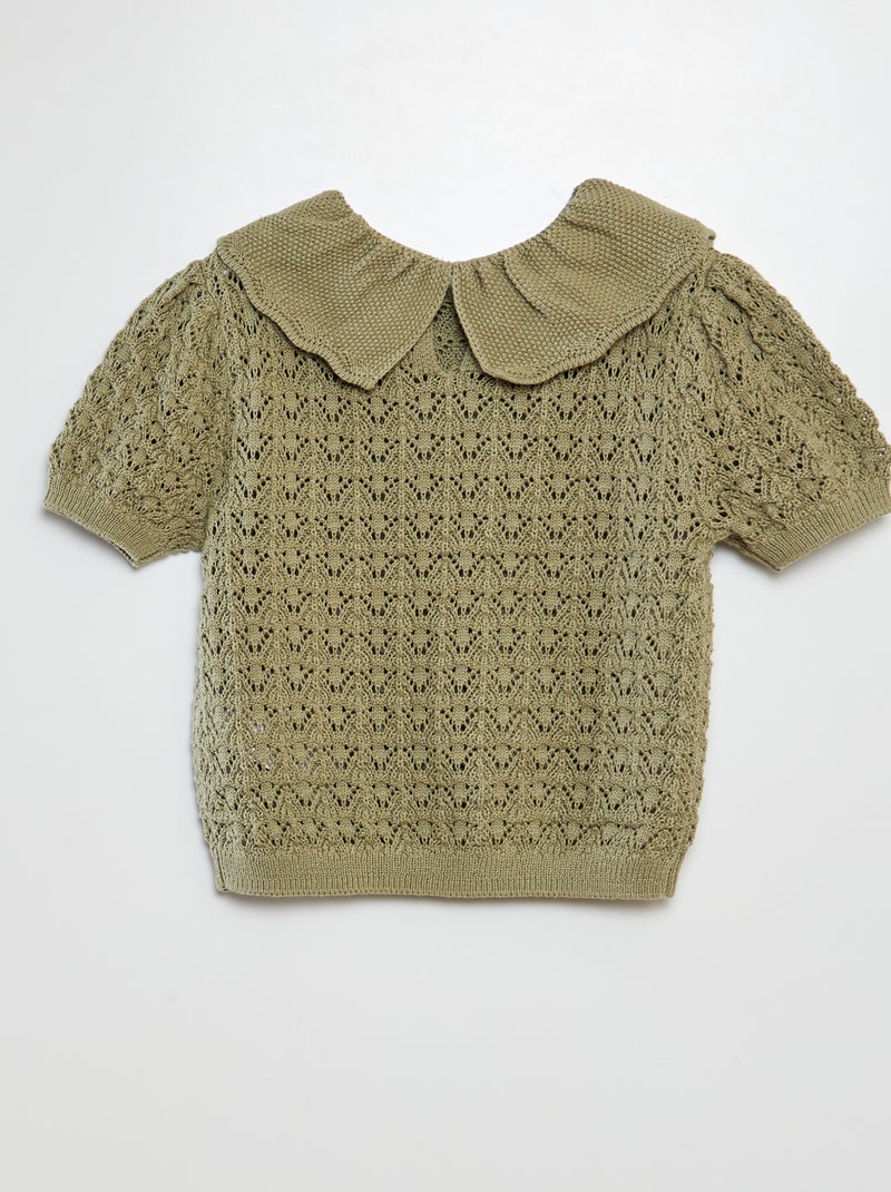 Jersey de ganchillo con cuello bebé VERDE - Kiabi