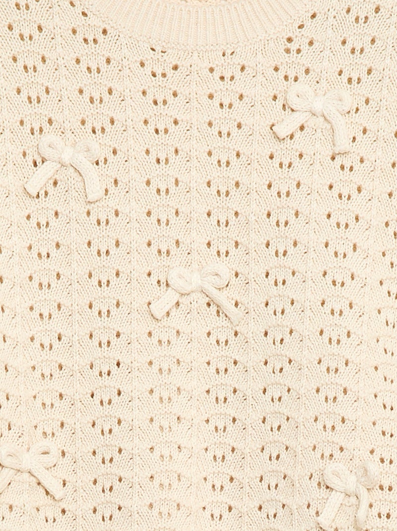 Jersey de ganchillo de manga corta Beige - Kiabi