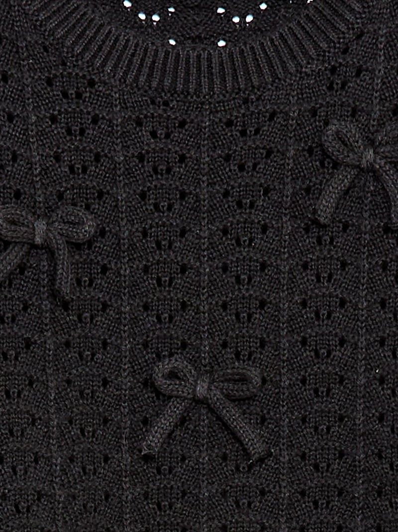 Jersey de ganchillo de manga corta Negro - Kiabi