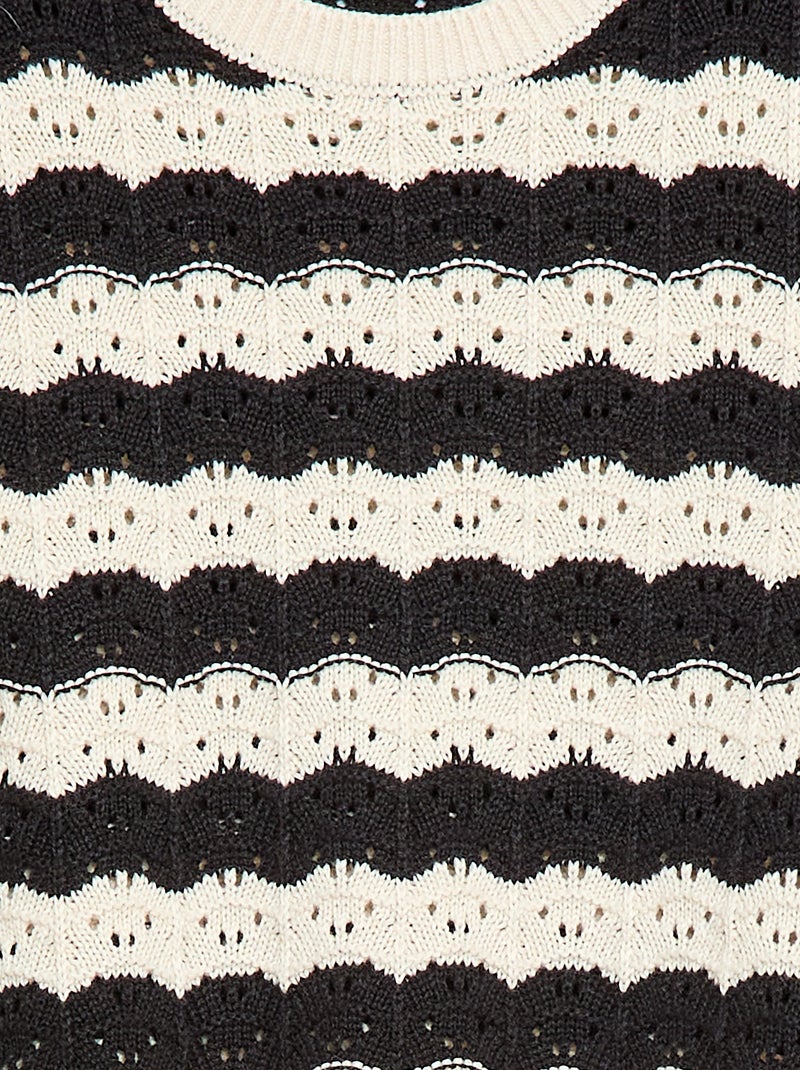 Jersey de ganchillo de manga corta Negro - Kiabi