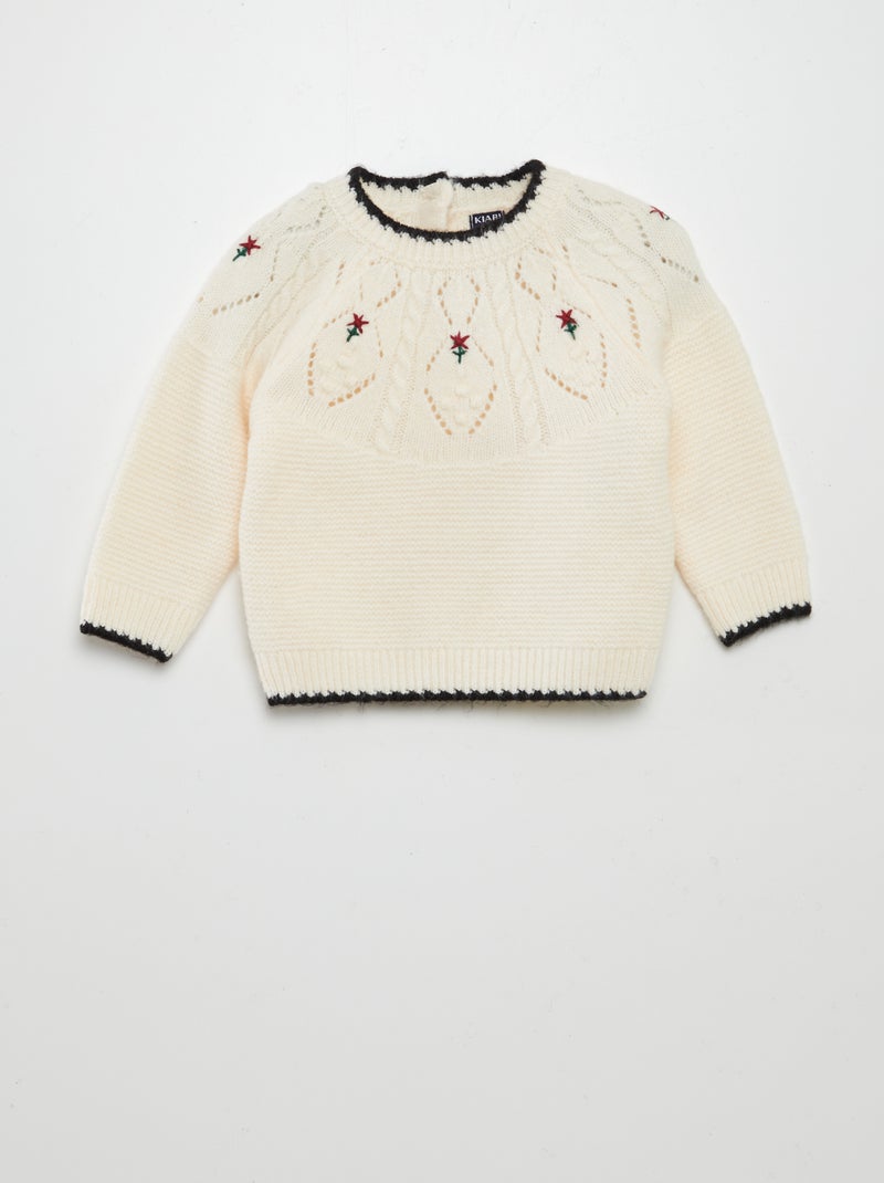 Jersey de jacquard con bordado BLANCO - Kiabi