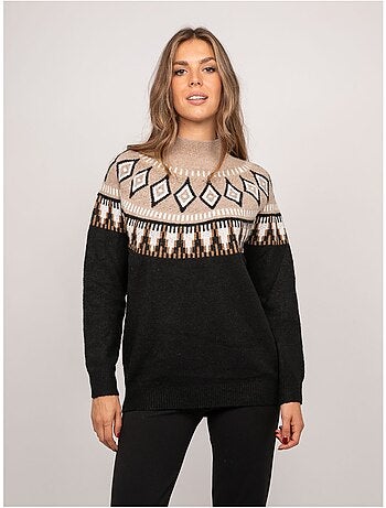 Jersey de jacquard con cuello alto y motivo nórdico katana