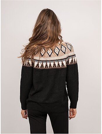 Jersey de jacquard con cuello alto y motivo nórdico katana