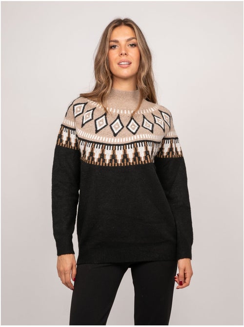 Jersey de jacquard con cuello alto y motivo nórdico katana - Kiabi Jersey de jacquard con cuello alto y motivo nórdico katana - Kiabi