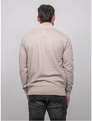 Jersey de jacquard con cuello camionero y cremallera lamaton
