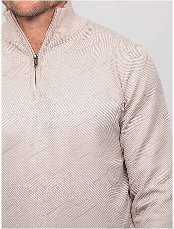 Jersey de jacquard con cuello camionero y cremallera lamaton