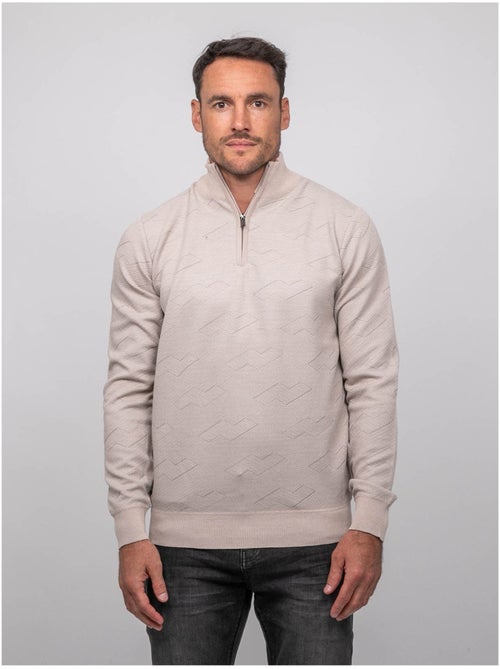 Jersey de jacquard con cuello camionero y cremallera lamaton - Kiabi Jersey de jacquard con cuello camionero y cremallera lamaton - Kiabi