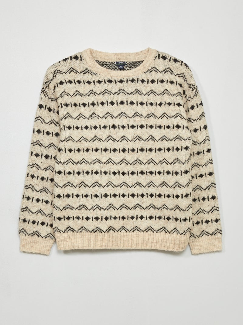 Jersey de jacquard con cuello redondo GRIS - Kiabi