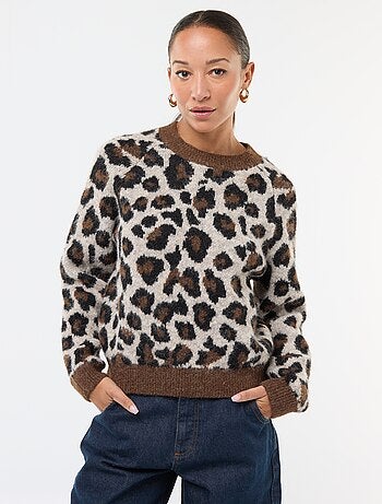 Jersey de jacquard con estampado de leopardo