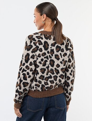 Jersey de jacquard con estampado de leopardo