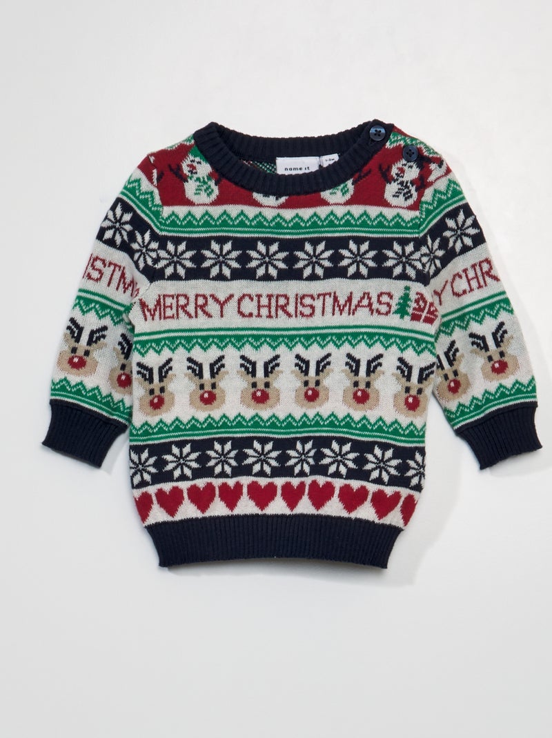 Jersey de jacquard de Navidad AZUL - Kiabi