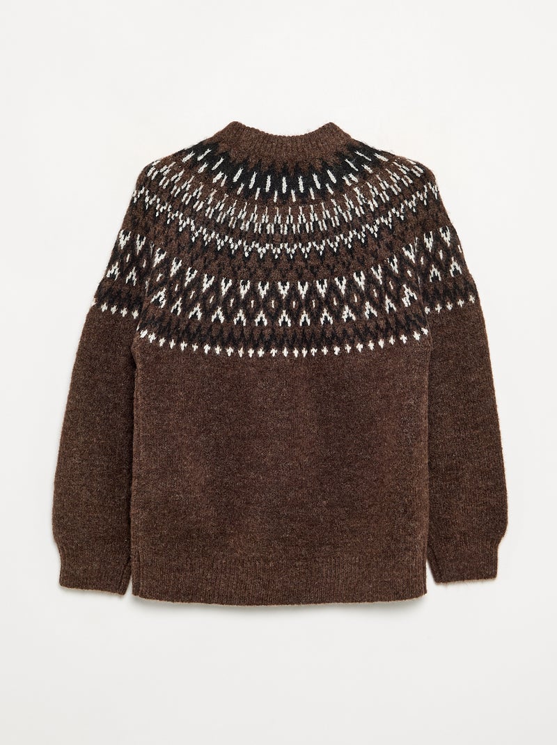 Jersey de jacquard Marron - Kiabi