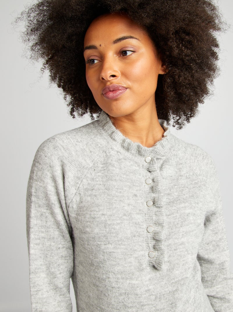 Jersey de lactancia con bordes festoneados GRIS - Kiabi