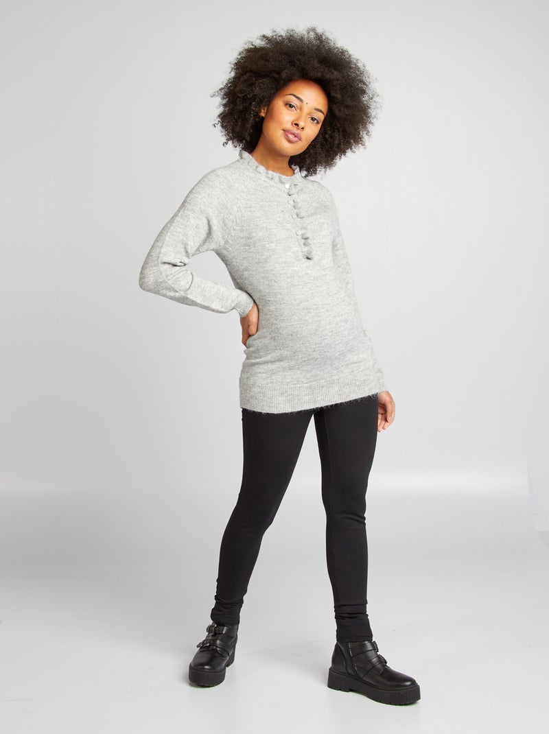 Jersey de lactancia con bordes festoneados GRIS - Kiabi