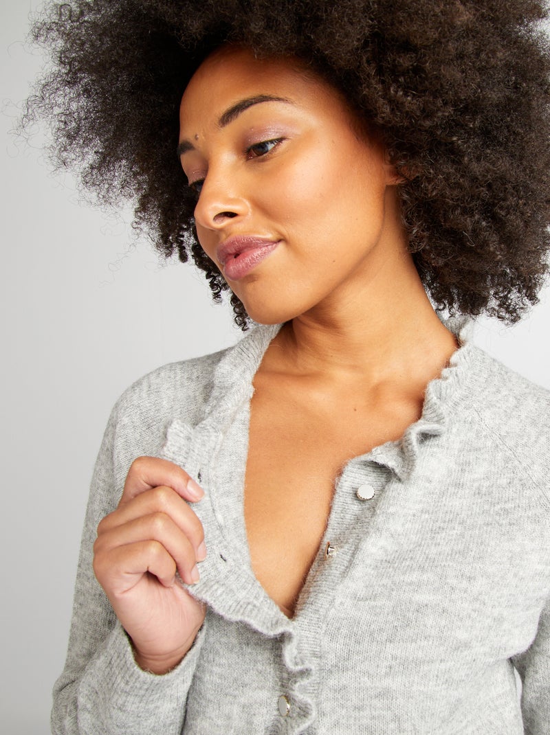 Jersey de lactancia con bordes festoneados GRIS - Kiabi