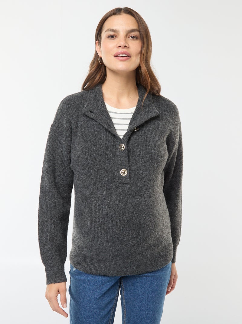 Jersey de lactancia con cierre de botones Gris - Kiabi