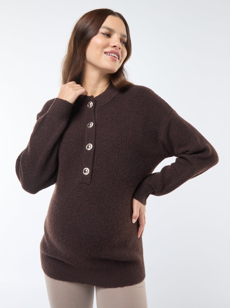 Jersey de lactancia con cierre de botones Marron - Kiabi