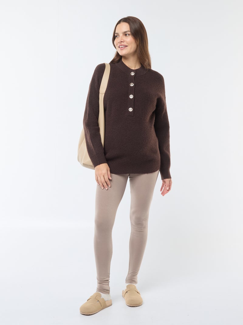 Jersey de lactancia con cierre de botones Marron - Kiabi
