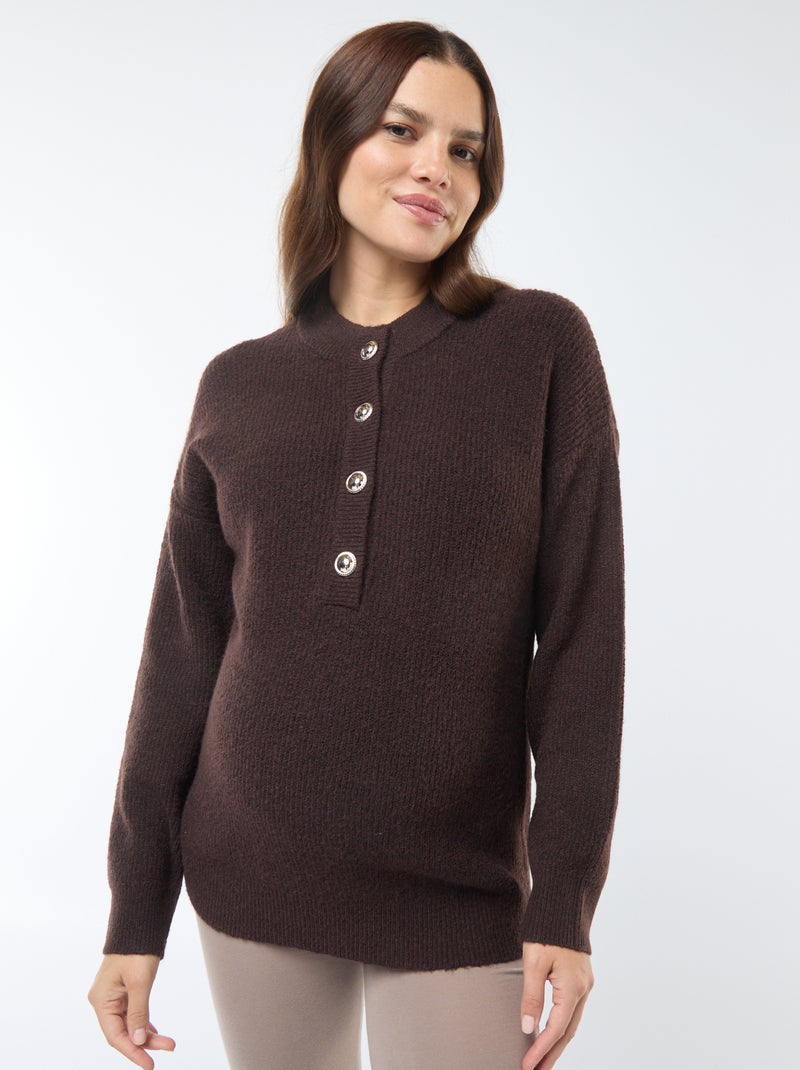 Jersey de lactancia con cierre de botones Marron - Kiabi