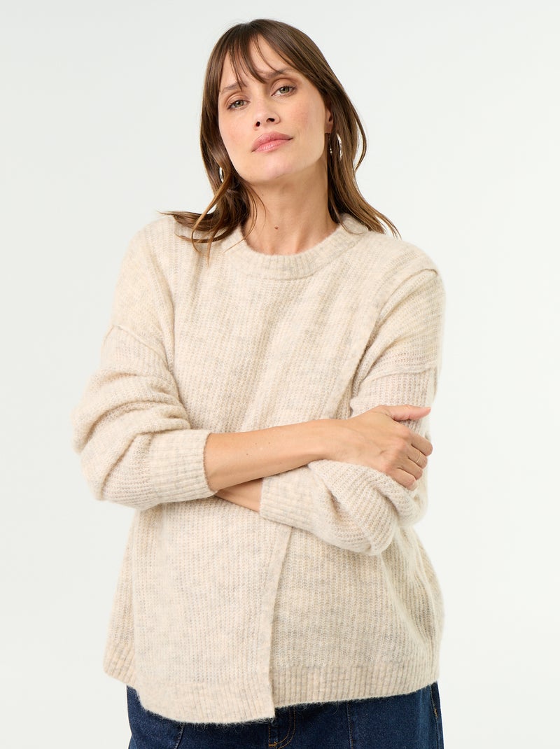 Jersey de lactancia de lana mezclada Beige - Kiabi