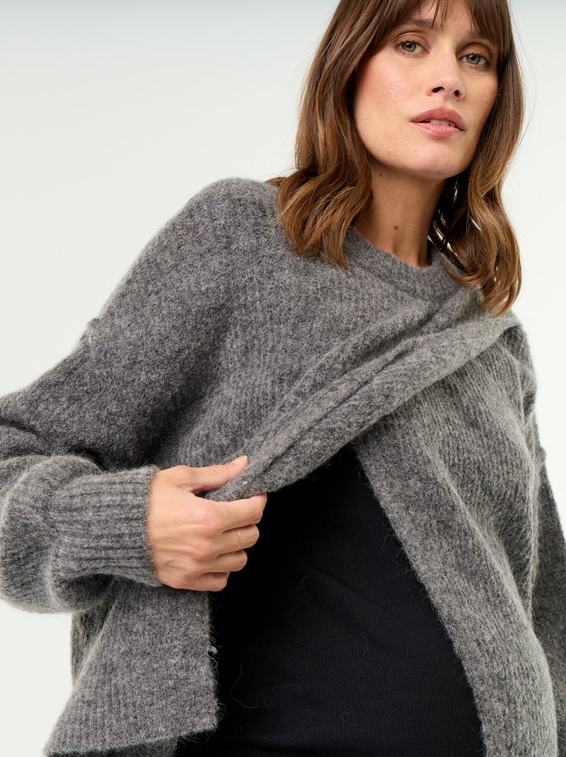 Jersey de lactancia de lana mezclada Gris - Kiabi