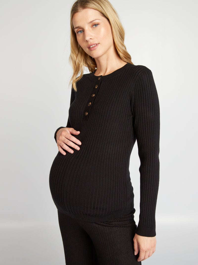 Jersey de lactancia de punto fino negro - Kiabi