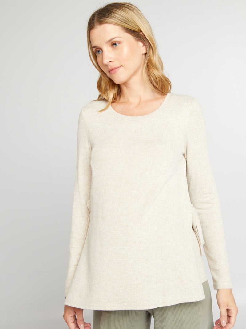Jersey de lactancia de punto suave BEIGE - Kiabi