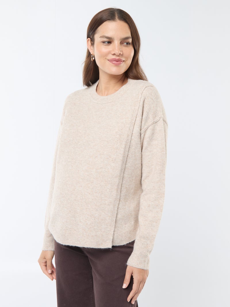 Jersey de lactancia de punto suave Beige - Kiabi