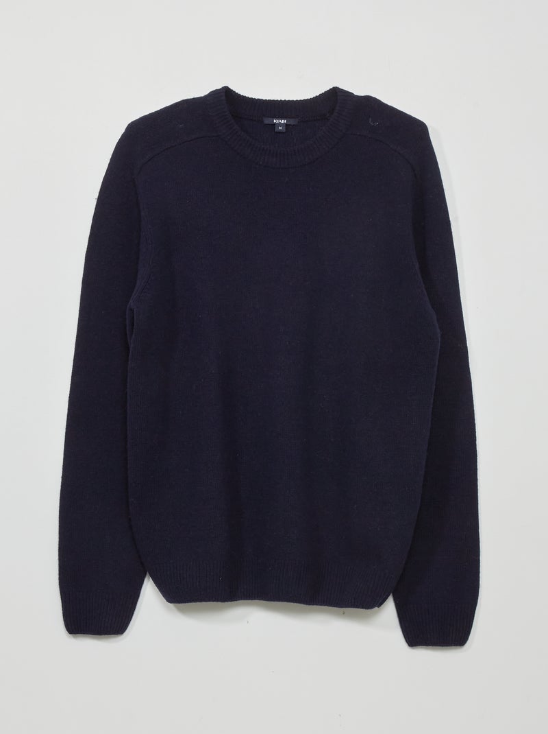 Jersey de lana con cuello redondo AZUL - Kiabi