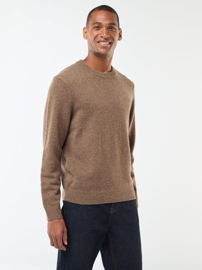 Jersey de lana con cuello redondo Beige - Kiabi