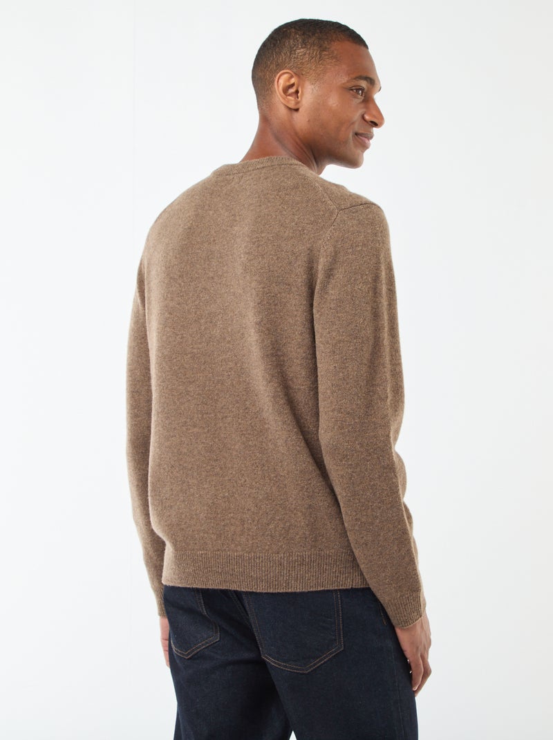 Jersey de lana con cuello redondo Beige - Kiabi