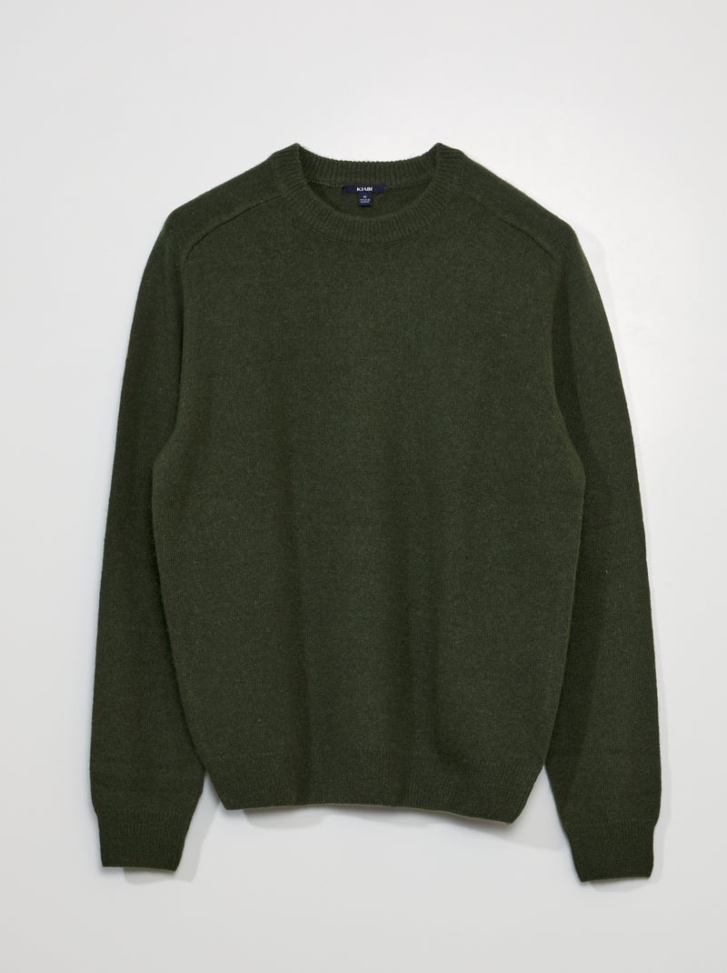 Jersey de lana con cuello redondo VERDE - Kiabi