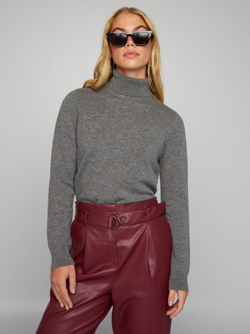 Jersey de lana con cuello vuelto GRIS - Kiabi