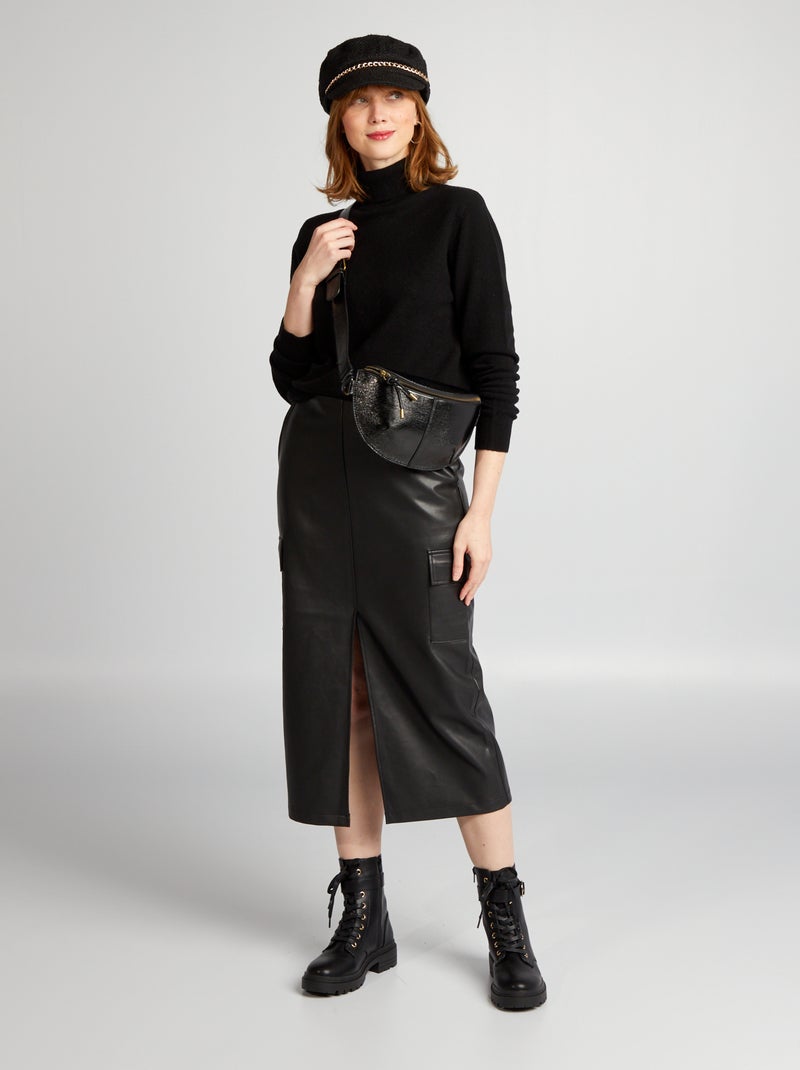 Jersey de lana con cuello vuelto Negro - Kiabi