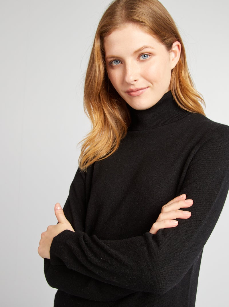 Jersey de lana con cuello vuelto negro - Kiabi